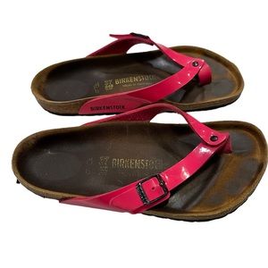 Birkenstock Gizeh Patent Leather Patent Fuchsia Tulip women’s size 37 B1